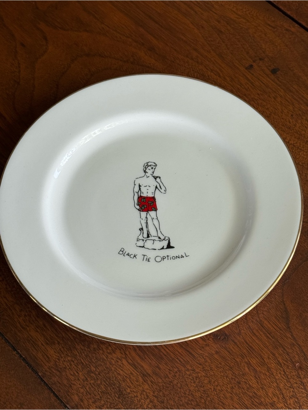 Merry Masterpieces Black Tie Optional Desert Plate Holiday Porcelain Gold Trim